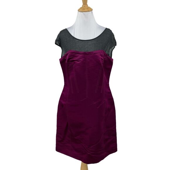 Tory Burch Dresses & Skirts - Tory Burch Sheath Dress Womens 10 Purple Corset Silk Zip Up Lined Sheer Contrast